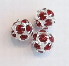 Verzilverde kristal ballen 12mm bordeaux rood