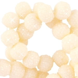 10 x Sparkling beads 8 mm Ivory yellow
