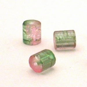 30 stuks crackle glas kralen cilinder vorm 7 x 8mm groen licht roze