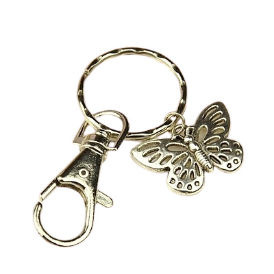 Prachtige sleutelhanger met vlinder 76mm. Vlinder: 17 x 25mm | Sleutelhangers Tashangers | kralenstulpje.nl