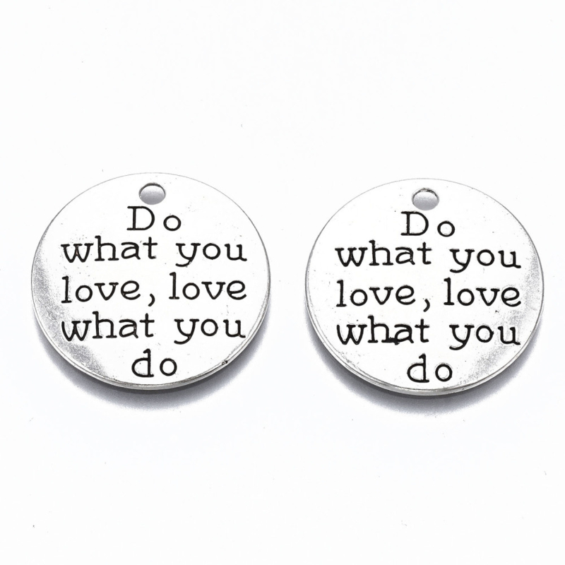 2 x  bedel Do What You Love, Love What You Do Antiek zilver 23,5 x 1,5mm oogje: 2mm