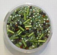 Pracht Rocailles-Mix + staafjes Lime/bruin tinten 17 gram 7518-4