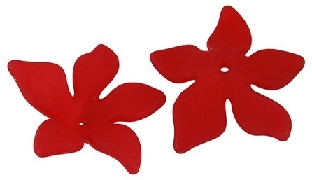 10 x Prachtige acryl bloem kelk 29 x 27 x 8mm Gat 2mm rood