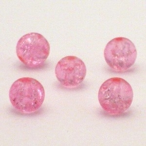 30 x crackle glas kralen 8mm roze