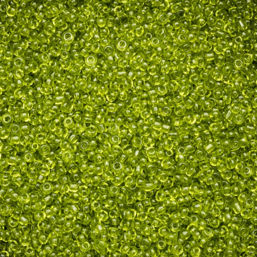 20 gram rocailes  moss green transparant Silverlined 12/0 2mm