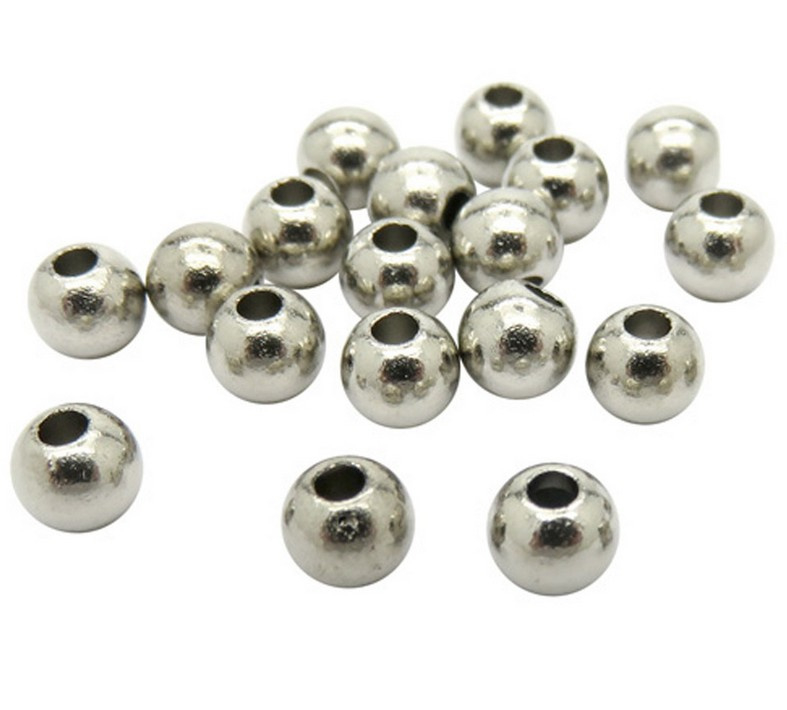 25  x  metallook kralen rond 4mm antiek zilver kleur gat: c.a. 1mm