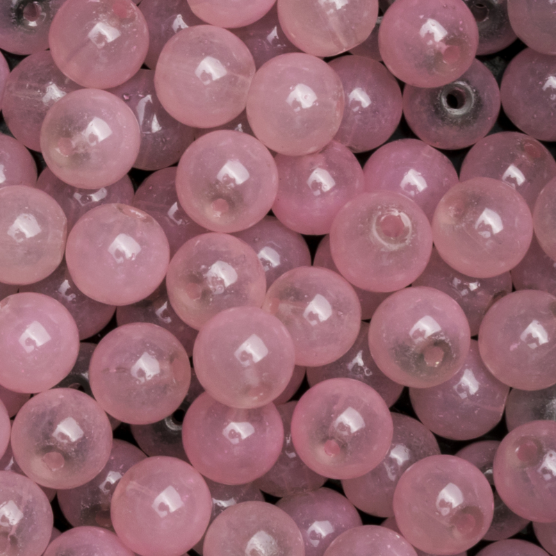 15 stuks glaskralen opaal  roze 8mm