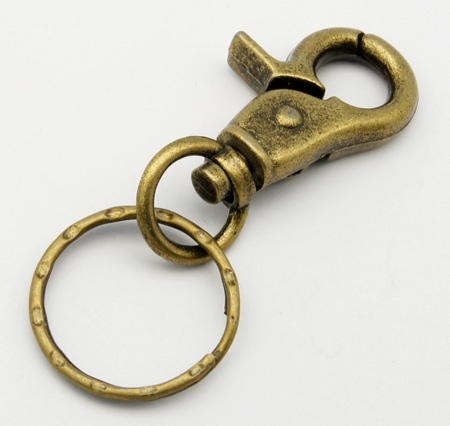 Sleutelhanger, ring met musketon sluiting 25x67mm