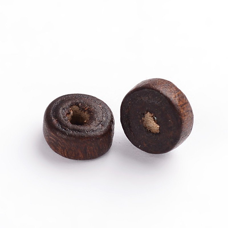 100  stuks Houten kraal disc coconut brown 6 x 3mm gat: 2mm