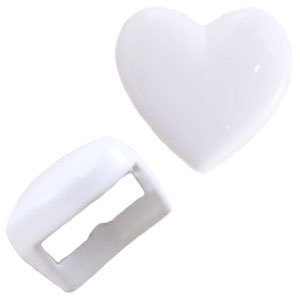 5 x  Chill metalen schuiver hart pastel wit c.a. 5mm (Nikkelvrij)