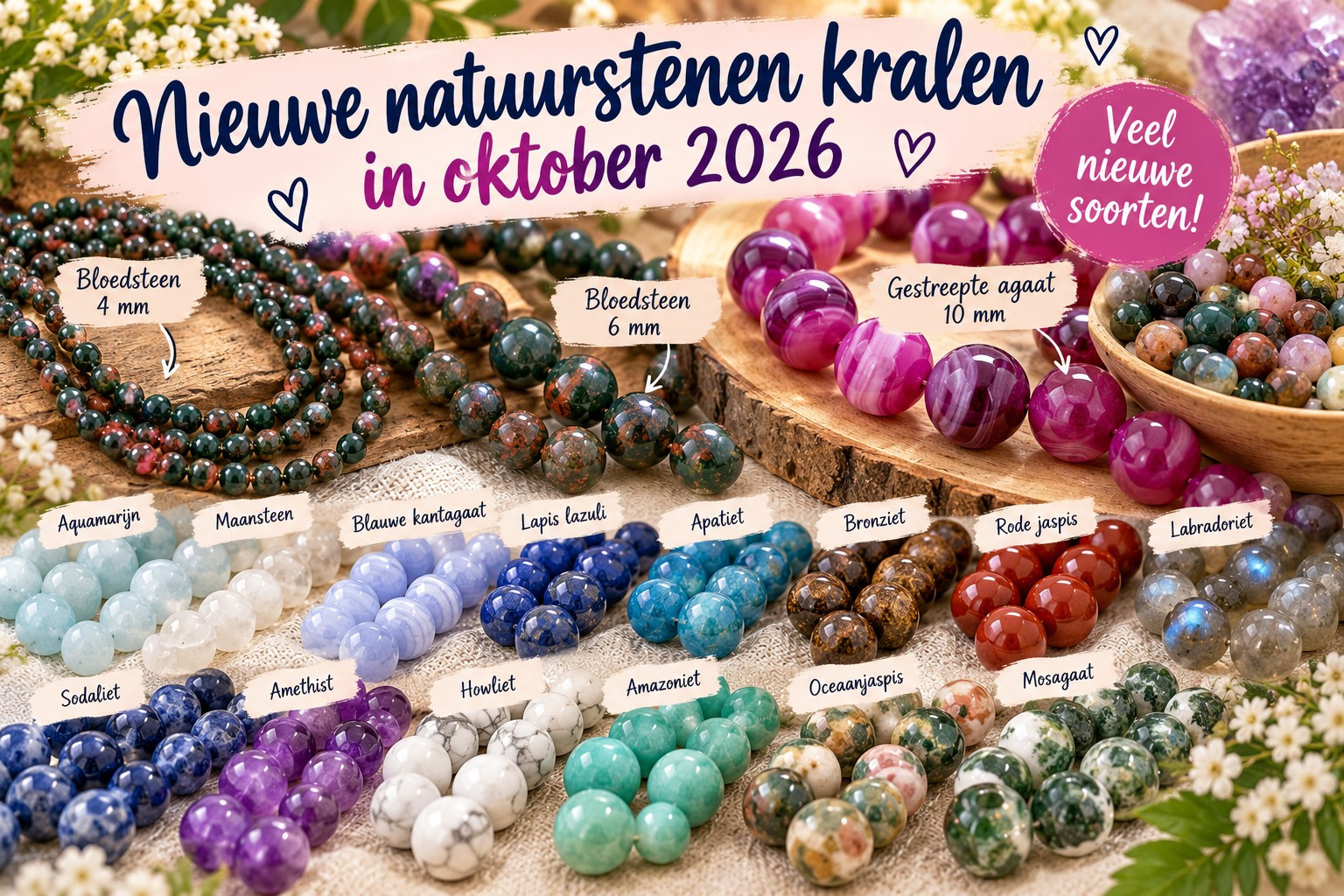 Nieuwe natuurstenen kralen in oktober 2026