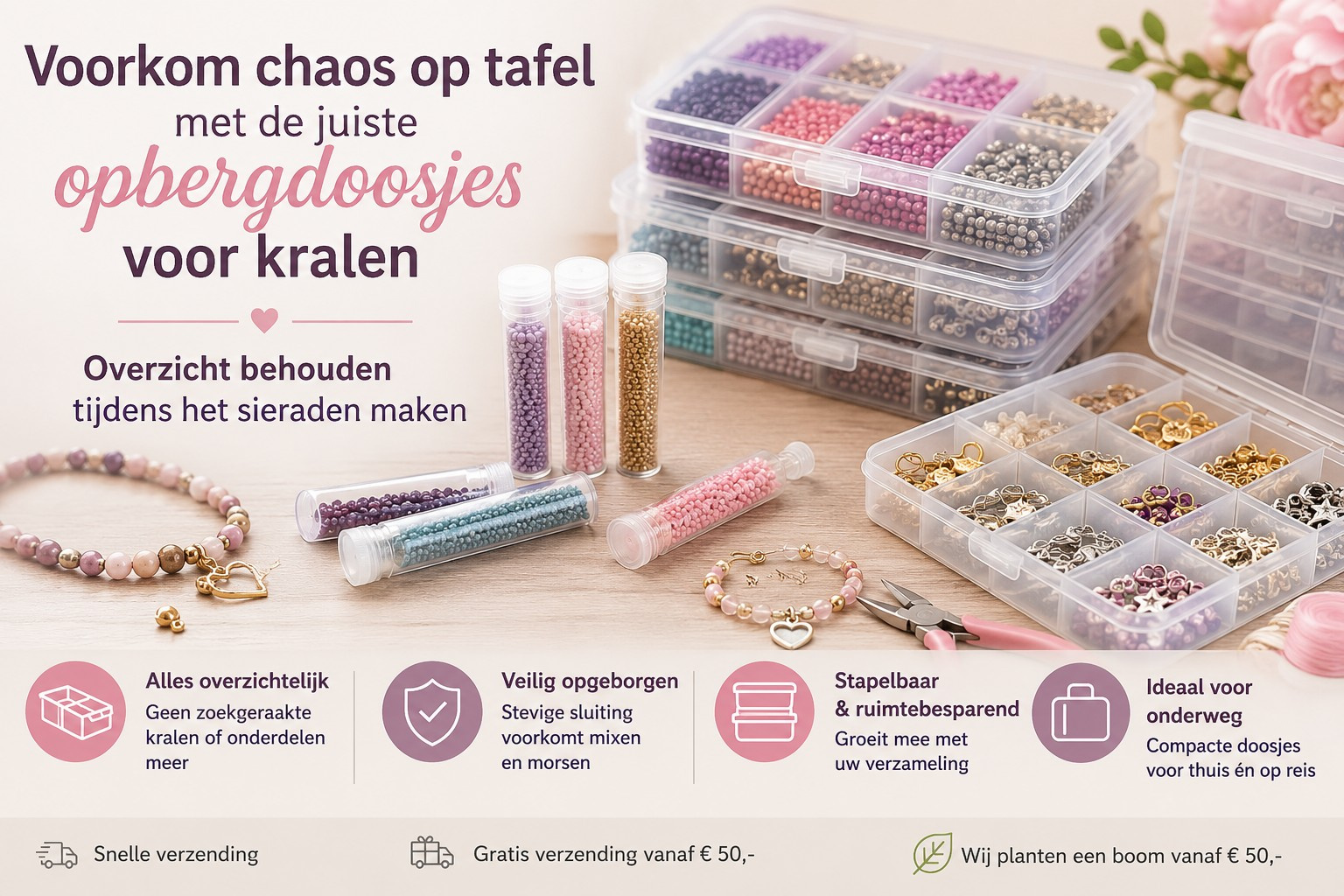 Kralendozen, sorteerdozen en kralendoosjes en opbergdoos kralen