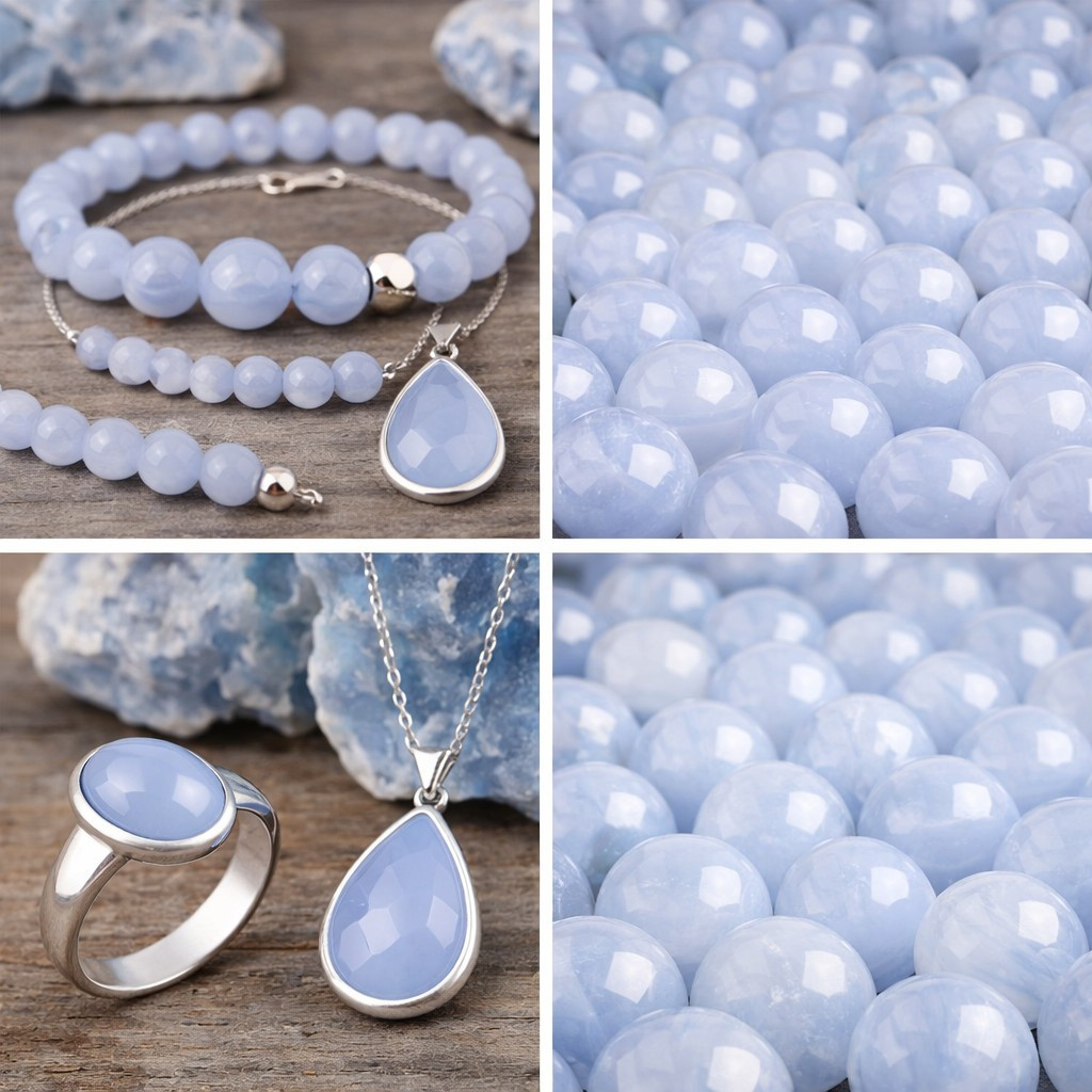 Blauwe Chalcedon sieraden en kralen