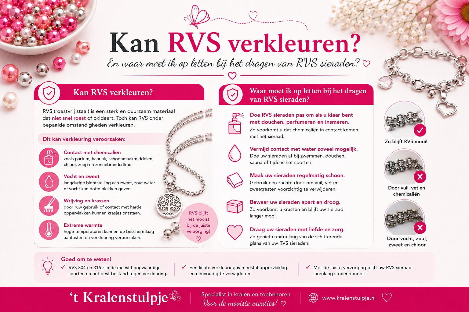 Kan RVS verkleuren? En waar moet ik op letten bij het dragen van RVS sieraden?