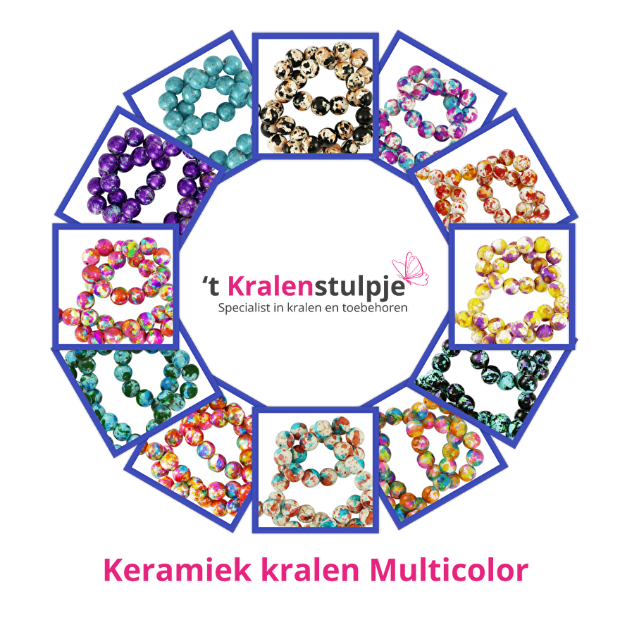 Kralen van keramiek in multicolor