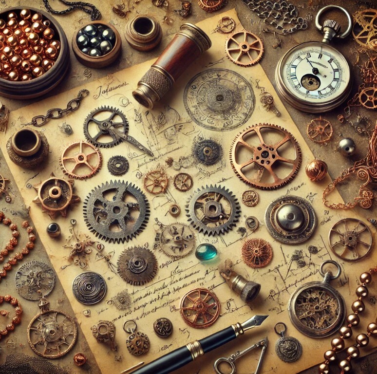 Steampunk kralen en sieraden onderdelen in vintage stijl