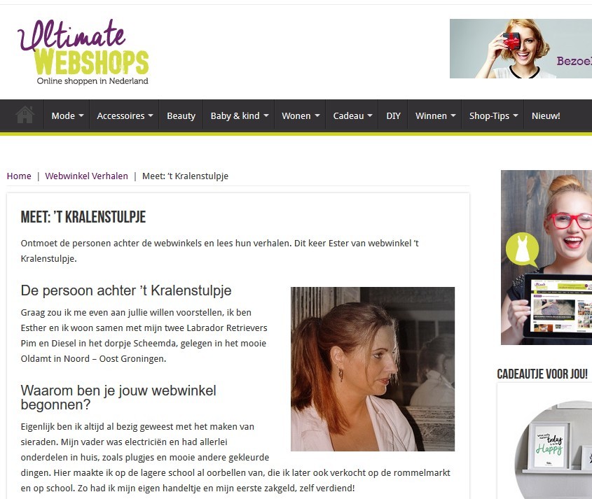 Leuk artikel van Ultimade webshops over 't Kralenstulpje