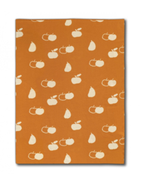 Micu Micu baby wiegdeken appel peer - oranje ecru - dubbelzijdig 75 x 105 cm