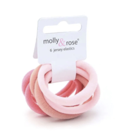 Jersey Haar Elastiekjes Roze 6 stuks
