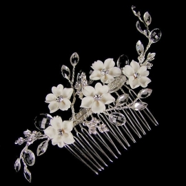 Haarkam met Witte Bloemen