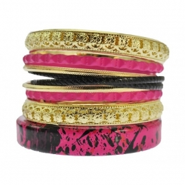 Set van 9 Bangles Fuchsia