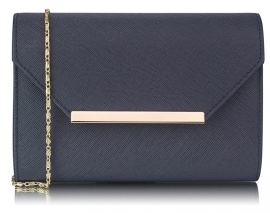 Faux Leather Clutch Donker Blauw