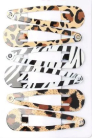 Klik-klak Speldjes Dieren Print 6 stuks