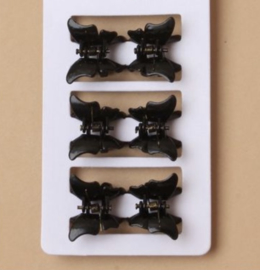 Mini Haarklemmetjes Vlinder Zwart 6 stuks