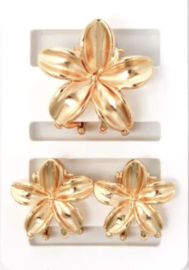 Setje Kleine Metalen Haarklemmetjes Bloem Goud 3 stuks