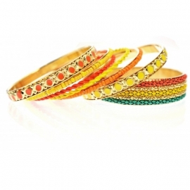 Set van 7 Bangles Geel & Oranje