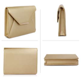Faux Leather Clutch Metallic Goud