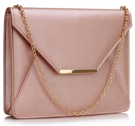 Faux Leather Clutch Metallic Licht Roze