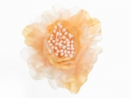 Oranje Organza Flower Hair Clip & Broche