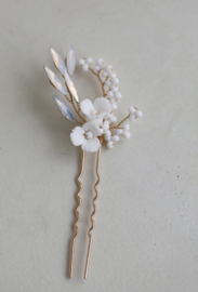 Porseleinen Bloemen Haarpin Goud 1 stuks