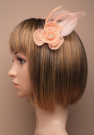 Peach Fascinator met Fonkelende Steen