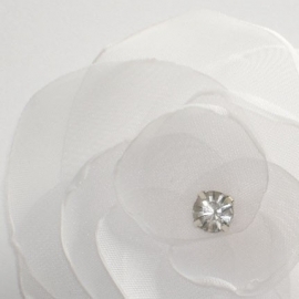 Witte Bloem Haarspeld met Rhinestone