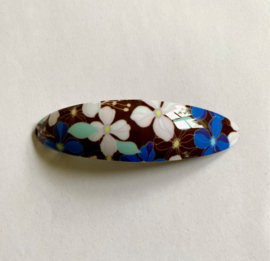 Bruine Haarspeld Bloemen Ovaal Blauw