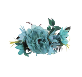 Turquoise Bloemen Haarkam