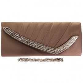 Elegante Licht Bruine Strass Clutch