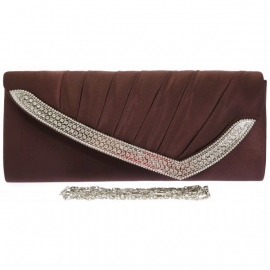 Elegante Donker Bruine Strass Clutch