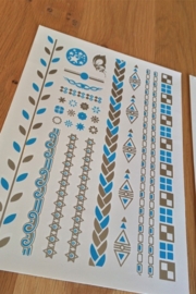 Metallic Tattoos 1 Zilver & Turquoise