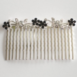 Black & Clear Butterfly and Flowers Hair Comb
