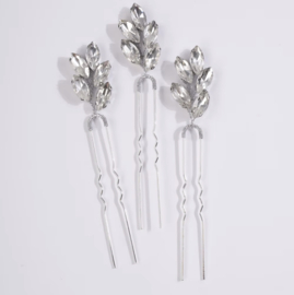 Haarpinnen Kristallen Zilver 3 stuks