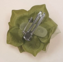 Groene Roos Haarclip & Broche