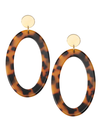 Oorstekers ovale hanger / leopard (7,5 cm)