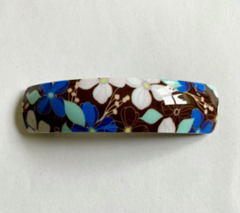Bruine Haarspeld Bloemen Blauw