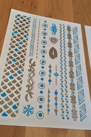 Metallic Tattoos 2 Zilver & Turquoise