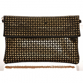 Lazer Cut Clutch Zwart-Goud