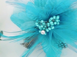 Turquoise Veren Bloem Fascinator