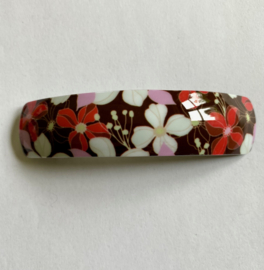 Bruine Haarspeld Bloemen Rood